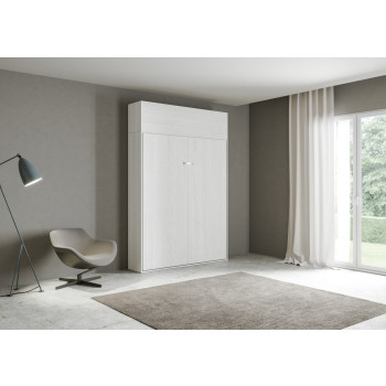 Mod. Kentaro Matrimoniale 160 - Cama doble abatible Kentaro 160 con mueble alto de fresno blanco