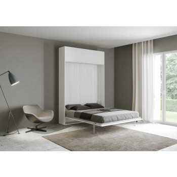 Mod. Kentaro Matrimoniale 160 - Cama doble abatible Kentaro 160 con mueble alto de fresno blanco