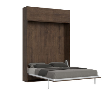 Mod. Kentaro Matrimoniale 160 - Cama doble abatible Kentaro 160 con mueble alto de fresno blanco