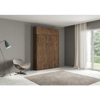 Mod. Kentaro Matrimoniale 160 - Cama doble abatible Kentaro 160 con mueble alto de fresno blanco