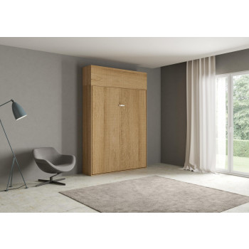 Mod. Kentaro Matrimoniale 160 - Cama doble abatible Kentaro 160 con mueble alto de fresno blanco