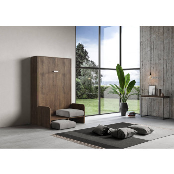 Mod. Kentaro Sofà 1/2 - Cama queen size abatible vertical de 120 cm Kentaro Sofà Blanco Fresno