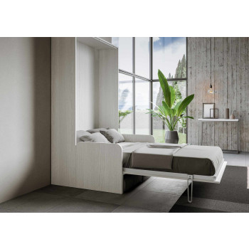 Mod. Kentaro Sofà 1/2 - Cama queen size abatible vertical de 120 cm Kentaro Sofà Blanco Fresno