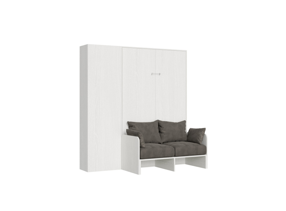 Mod. Kentaro Sofá Francés - Cama doble abatible vertical de 140 cm Sofá Kentaro con columna Fresno Blanco