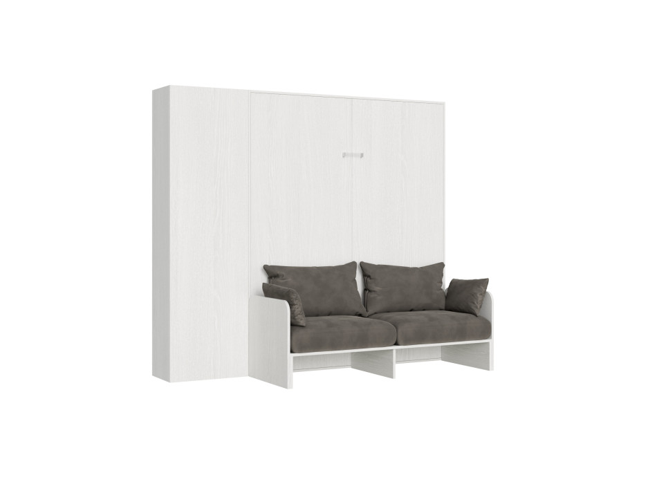 Mod.Kentaro Sofá Doble - Cama doble abatible vertical de 160 cm Sofá Kentaro con columna Fresno Blanco