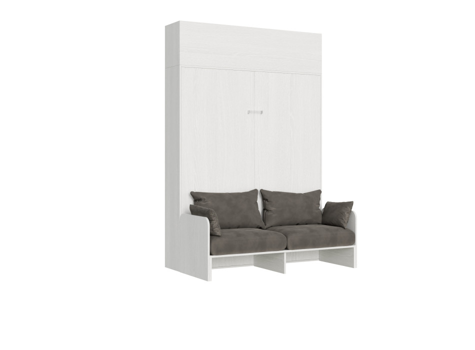 Mod. Sofá Doble Kentaro - Cama doble abatible vertical de 160 cm Sofá Kentaro con mueble de pared vasistas Fresno blanco