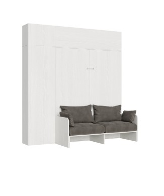 Mod.Kentaro Sofà Double - Sofá cama doble Kentaro fresno blanco con columna - mueble alto con espejo de popa - mueble alto sobre columna (ALESSIA 20)