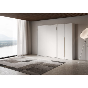 Mod. Versia French 140 con armario de 2 puertas izquierda-derecha - Cama doble francesa abatible Versia 140 con armario de 2 puertas derecha arcilla