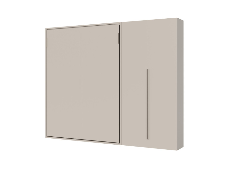 Mod. Versia French 140 con armario de 2 puertas izquierda-derecha - Cama doble francesa abatible Versia 140 con armario de 2 puertas derecha arcilla