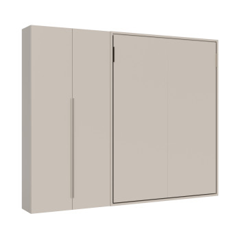 Mod. Versia French 140 con armario de 2 puertas izquierda-derecha - Cama doble abatible francesa 140 Versia con armario de 2 puertas izquierda arcilla