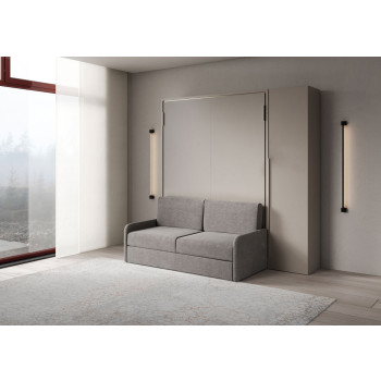 Mod. Versia French 140 con sofá y armario con 1 puerta izquierda-derecha - Cama doble abatible francesa 140 Versia con sofá y armario con 1 puerta derecha arcilla