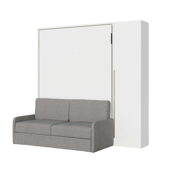 Mod. Versia French 140 con sofá y armario con 1 puerta izquierda-derecha - Cama doble abatible francesa 140 Versia con sofá y armario con 1 puerta derecha arcilla