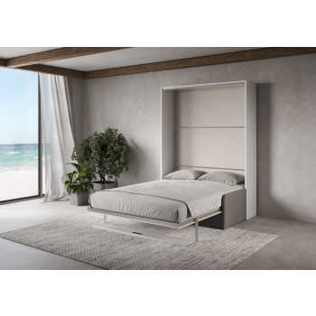 Mod. Versia French 140 con sofá y estante - Cama doble abatible francesa 140 Versia con sofá y estante de arcilla