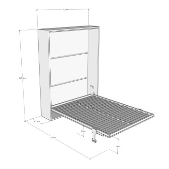 Cama doble Mod. Versia 160 cm - Cama abatible Versia de arcilla de 160 cm