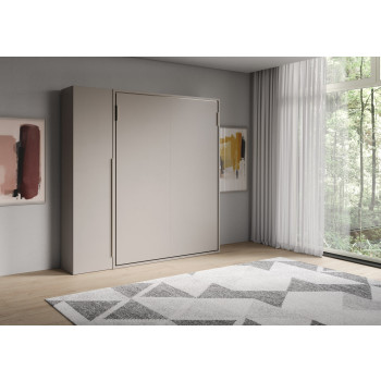 Mod. Versia cama doble 160 con armario de 1 puerta izquierda-derecha - Cama doble abatible Versia 160 con armario de 1 puerta izquierda arcilla