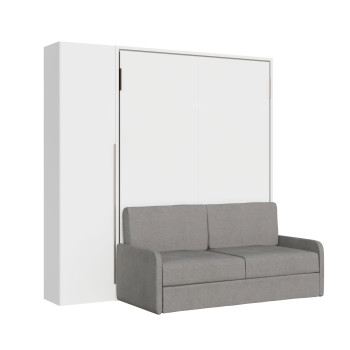 Mod. Versia cama doble 160 con sofá y armario con 1 puerta izquierda-derecha - Cama doble abatible 160 Versia con sofá y armario con 1 puerta izquierda arcilla