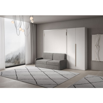 Mod. Versia cama doble 160 con sofá y armario de 2 puertas izquierda-derecha - Cama doble abatible Versia 160 con sofá y armario de 2 puertas derecha arcilla