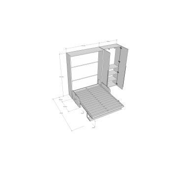Mod. Versia cama doble 160 con sofá y armario de 2 puertas izquierda-derecha - Cama doble abatible Versia 160 con sofá y armario de 2 puertas izquierda arcilla