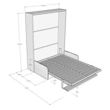 Mod. Versia cama doble 160 con sofá y estante - Cama doble abatible Versia 160 con sofá y estante de barro