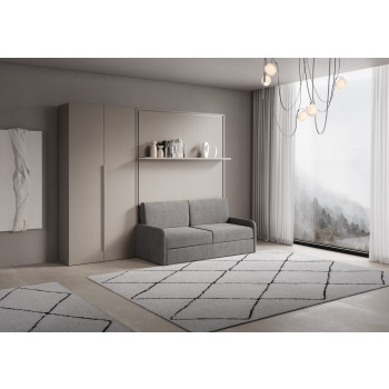 Mod. Versia cama doble 160 con sofá, estante y armario de 2 puertas izquierda-derecha - Cama doble abatible Versia 160 con sofá, estante y armario de 2 puertas izquierda arcilla