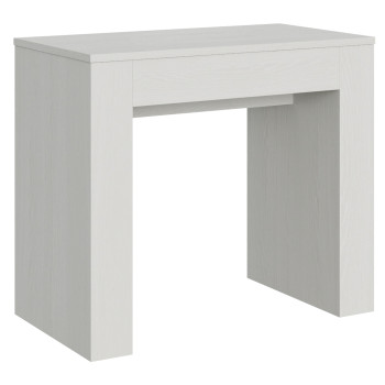 Nueva Consolle Extra - Mesa consola extensible 90x49/307 cm Fresno blanco extra con extensiones internas