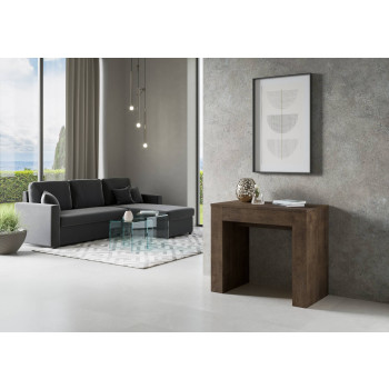 Nueva Consolle Extra - Mesa consola extensible 90x49/307 cm Fresno blanco extra con extensiones internas