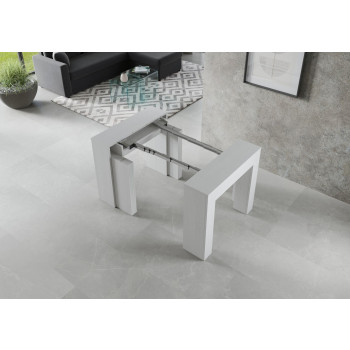 Nueva Consolle Extra - Mesa consola extensible 90x49/307 cm Fresno blanco extra con extensiones internas