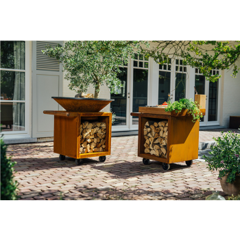 OFYR CLASSIC STORAGE 100 PRO - BRASERO BARBACOA CON PORTA LEÑA Y RUEDAS