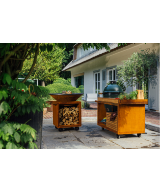 OFYR CLASSIC STORAGE 100 PRO - BRASERO BARBACOA CON PORTA LEÑA Y RUEDAS