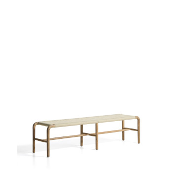 Banco Alipa de madera maciza de acacia y cuerda.