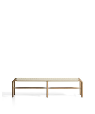 Banco Alipa de madera maciza de acacia y cuerda.