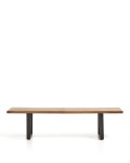 Banco Uxue de madera maciza de acacia con patas de acero negro, 180 x 45 cm.