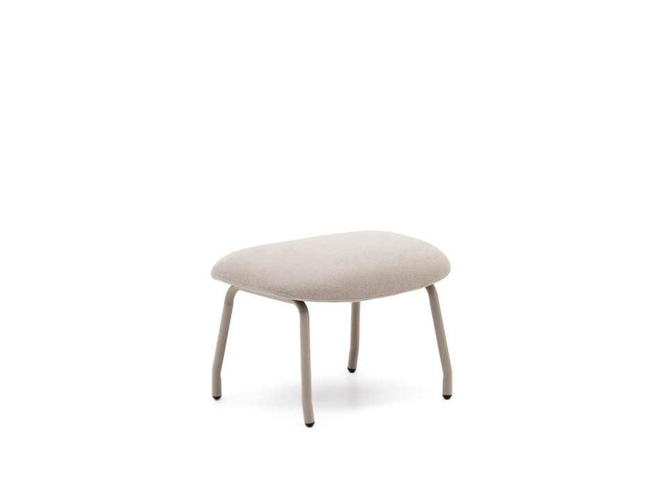 Reposapiés Belina en chenilla beige con reposapiés y acero con acabado beige FSC 100%