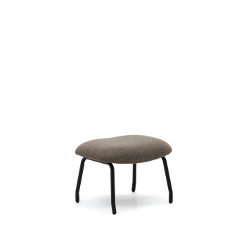 Reposapiés Belina en chenilla marrón claro y acero con acabado negro FSC 100%