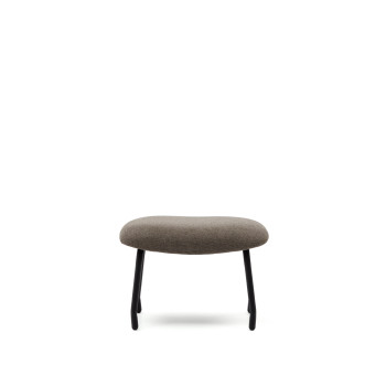 Reposapiés Belina en chenilla marrón claro y acero con acabado negro FSC 100%