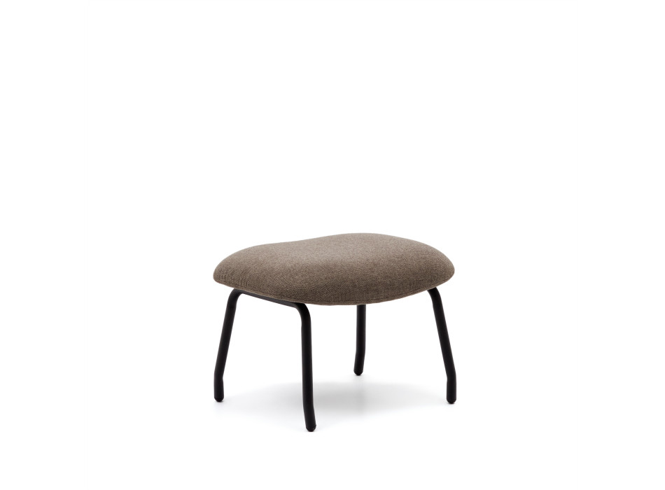 Reposapiés Belina en chenilla marrón claro y acero con acabado negro FSC 100%