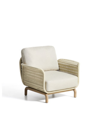 Sillón Alipa en madera maciza de acacia y cuerda.