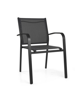 Sillón apilable Sullivan de aluminio antracita, 61 cm x 56 cm, 43/60/84 cm