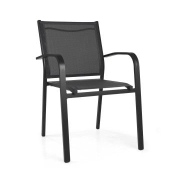 Sillón apilable Sullivan de aluminio antracita, 61 cm x 56 cm, 43/60/84 cm