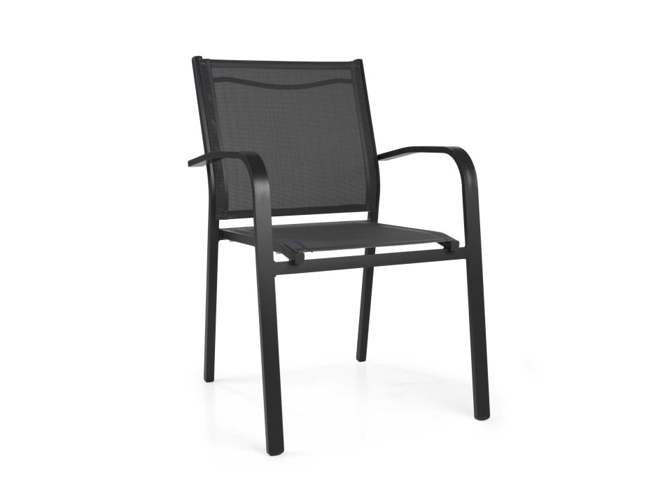 Sillón apilable Sullivan de aluminio antracita, 61 cm x 56 cm, 43/60/84 cm