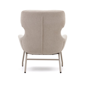 Sillón Belina en chenilla beige y acero con acabado beige FSC 100%