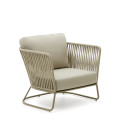 Sillón de exterior Saconca en cuerda y acero galvanizado verde.