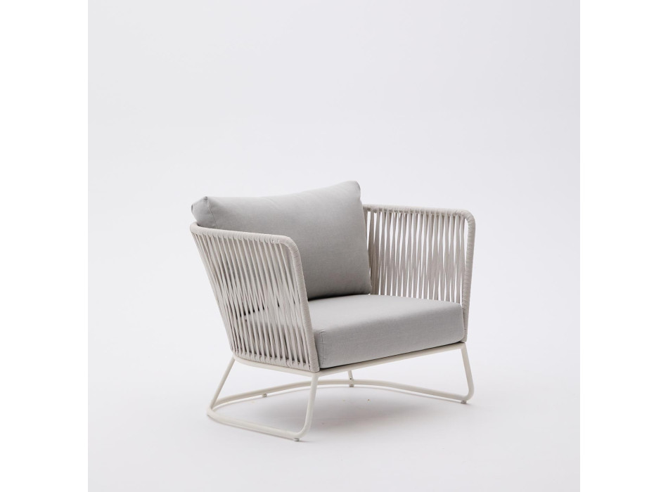 Sillón de exterior Saconca en cuerda y acero galvanizado verde