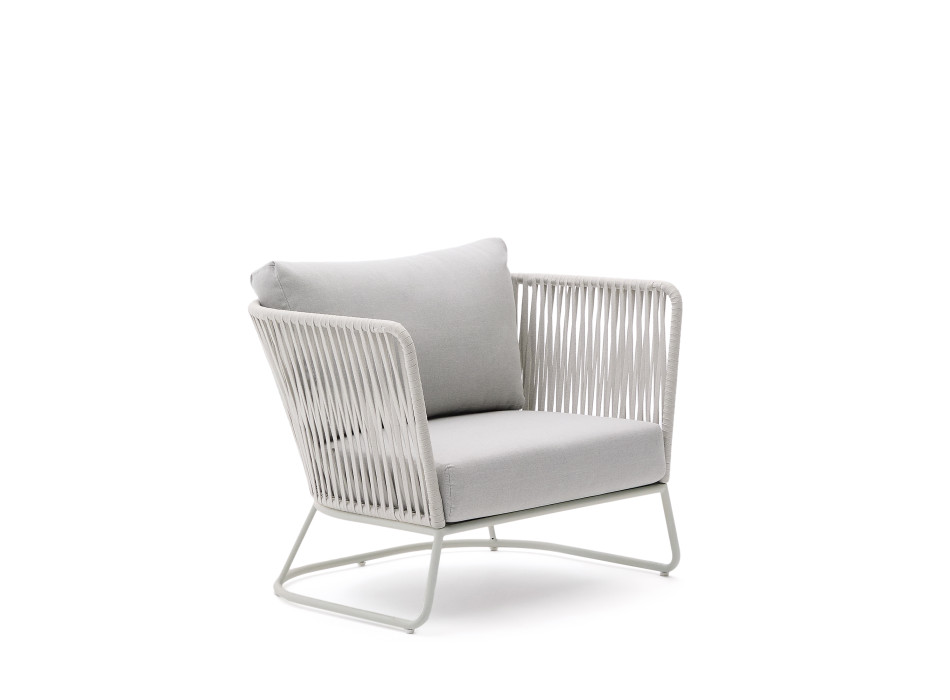 Sillón de exterior Saconca en cuerda y acero galvanizado