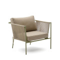Sillón de exterior Zivia en cuerda color crudo y acero galvanizado verde