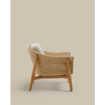 Sillón Galea en madera maciza de teca y ratán sintético 100% certificado FSC.