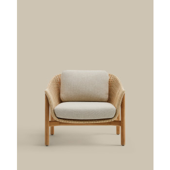 Sillón Galea en madera maciza de teca y ratán sintético 100% certificado FSC.