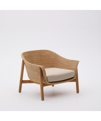 Sillón Galea en madera maciza de teca y ratán sintético 100% FSC