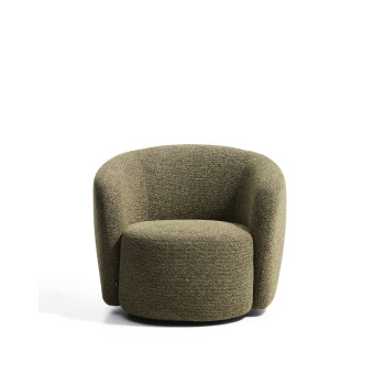 Sillón giratorio Odenia en micro bouclé