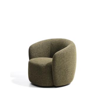 Sillón giratorio Odenia en micro bouclé